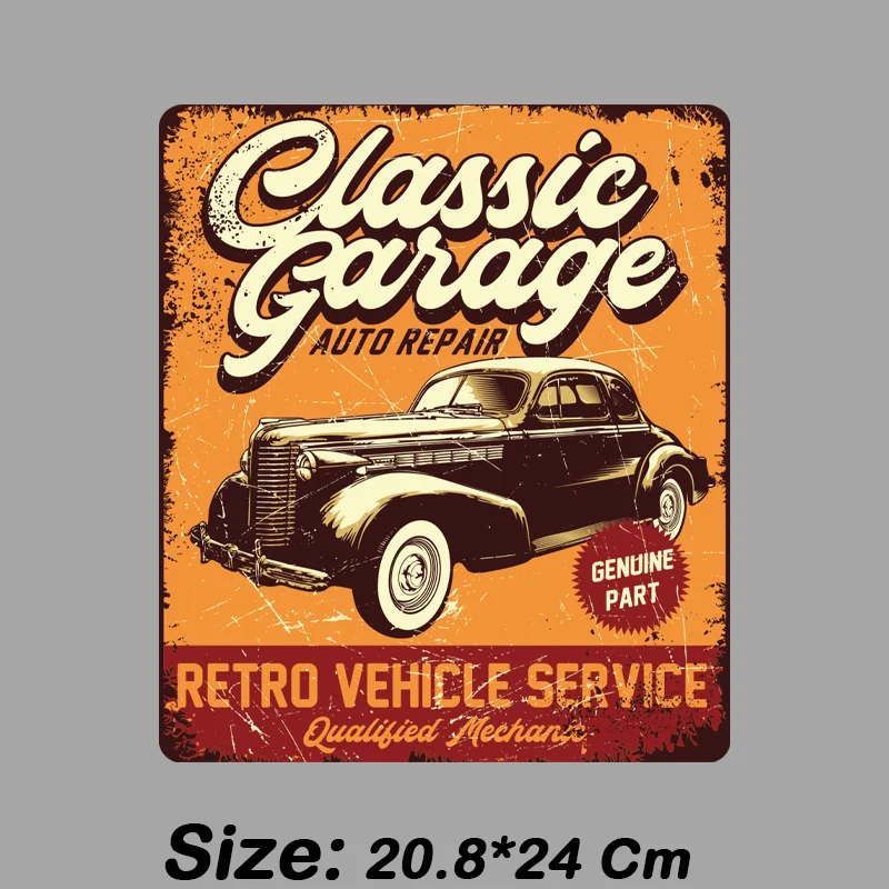 Classic retro car print Pattern Patch,Heat transfers stickers for clothing,Suitable for Hoodies,T-shirts,pillows,canvas bag,etc.