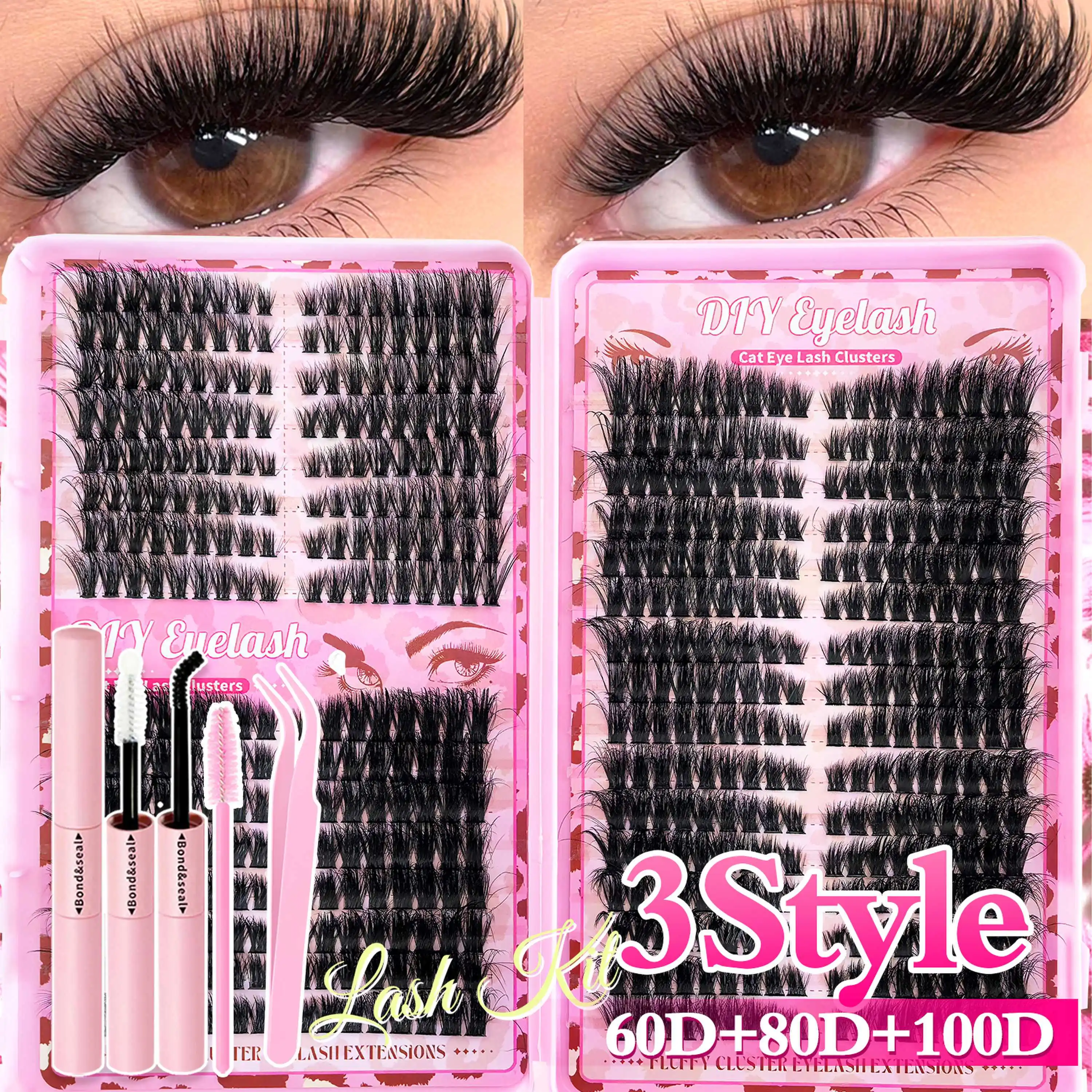 

576PCS Fluffy Natural Look WideSpan Eyelash Cluster Kit Extra Volume Full Glam Effect Ultra Lightweight Durable High-Quality