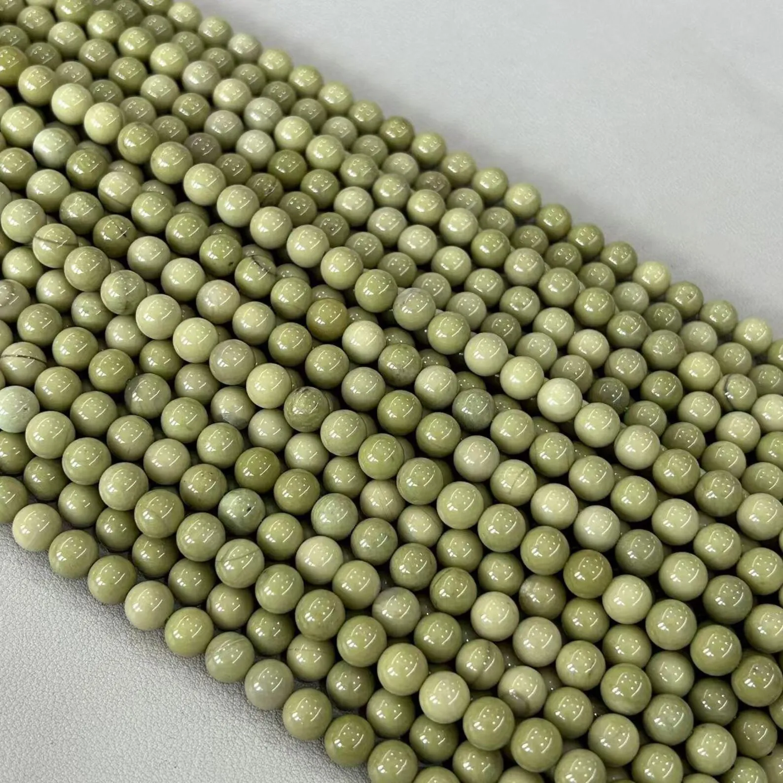 Naturstein Avocado Alxa Jaspis Perle Rund Lose Poliert Grüner Edelstein für DIY Armband Halskette Schmuckherstellung Zubehör – Detail 1