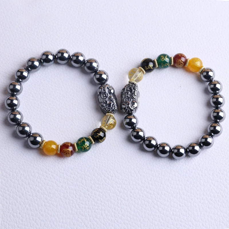 Natural Terahertz Carving Brave Five Way God of Wealth Bracelet Titanium Silica Attract Wealth Lucky Jewelry Instant Ice Melting