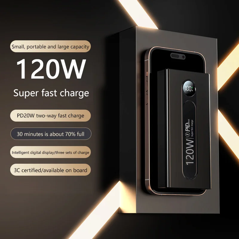 200000 mAh magnetische powerbank 120W supersnel opladen Powerbank draagbare batterijlader met hoge capaciteit voor iPhone Samsung Nieuw