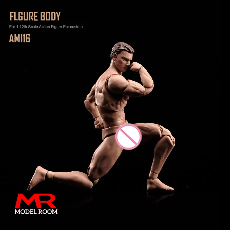 ألعاب النمل AM116 1/12 مقياس ذكر جسم مشترك فائق المرونة مع رأس 6 بوصة شخصية عمل عضلية لجندي الذكور