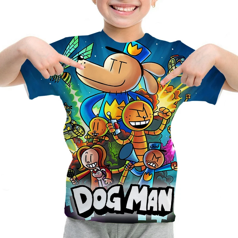 أطفال تي شيرت الكرتون الكلب رجل تي شيرت Harajuku DOGMAN مضحك المحملة القمم بنين بنات الصيف قصيرة الأكمام التي شيرت ملابس الأطفال