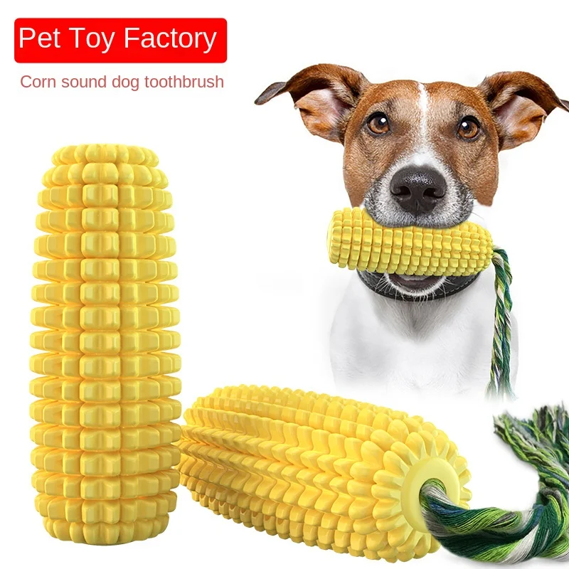 Pet supplies factory home new explosive Amazon cross-border suction cup sound toothbrush corn teething stick dog toys