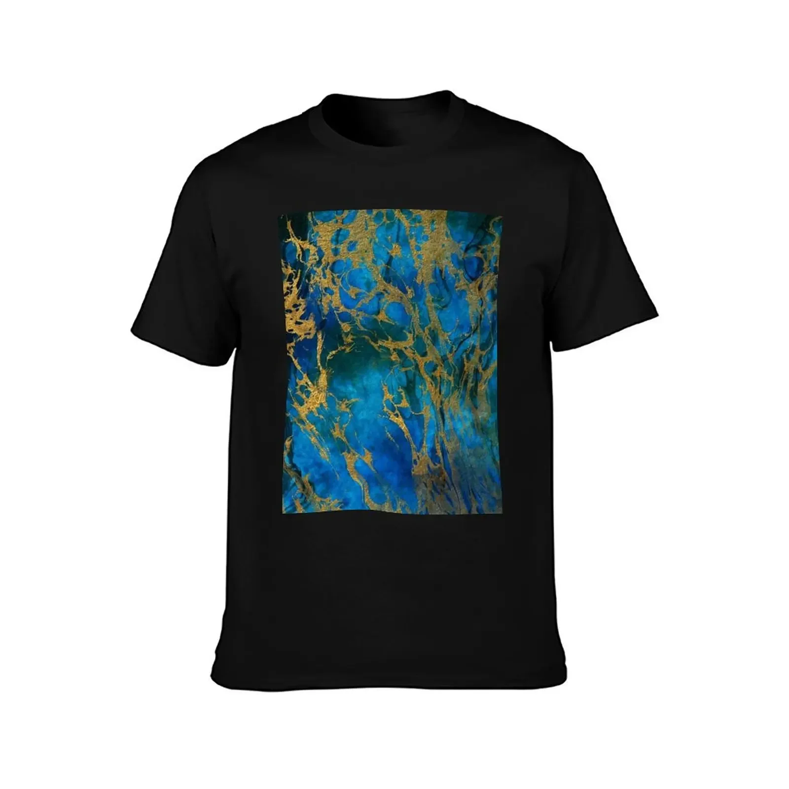 Teal Gold Marble T-Shirt blanks blacks basketball graphic tees summer 2025 men t shirts high quality