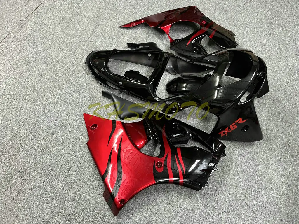 Plastic Shell Motorcycle Fairings Kit for Kawasaki Ninja ZX6R 636 1998 1999 ZX-6R ZX 6R 98 99 ABS Red Black Bodywork Set