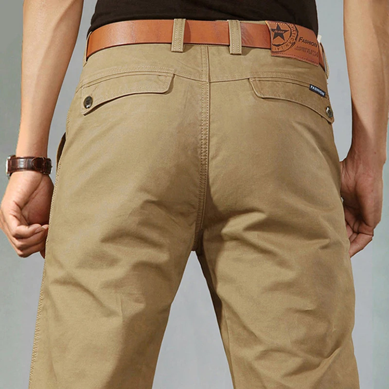 

Khaki Pants Men's Work Clothes Straight Tube Loose Business Casual Pants Men's Autumn Winter Thick Or Summer Thin Cotton Trouser