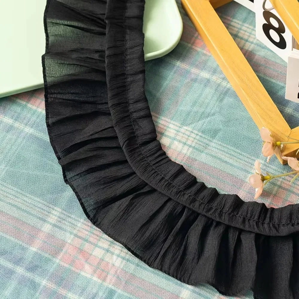 Bekleidungs-DIY-Bastelbedarf: 2 Yards gerüschte Spitzenborten, 9-12 cm breit, Chiffon-Plissee-Spitzenborten, Chiffon-Spitzenborten