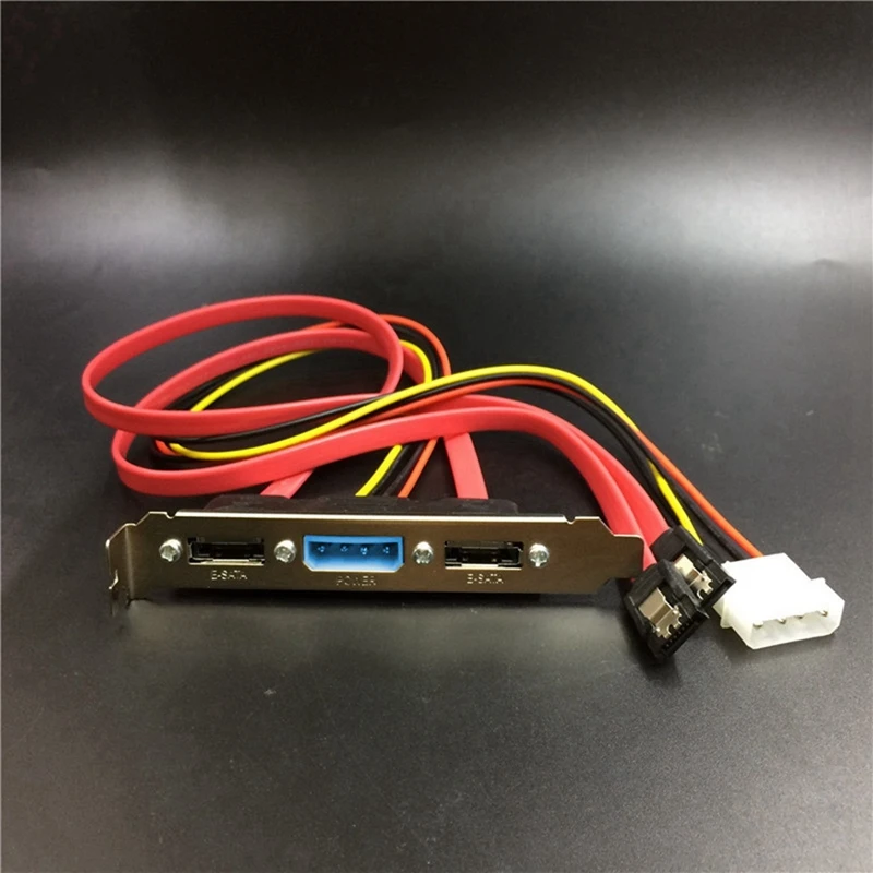 PCI Bracket Slot Cable PC DIY SATA to ESATA and 4Pin IDE Molex Power PCI Bracket Slot Cable Full-Height Profile for External Har