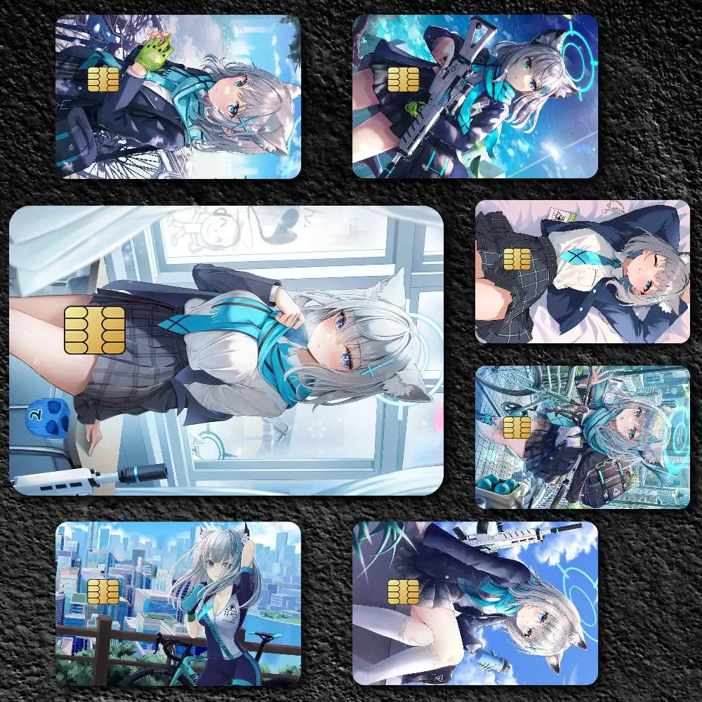Blue Archive Sunaookami Shiroko Credit Card Skin Stickers for Bank Card Bus Metro Card Sticker Waterproof Gift