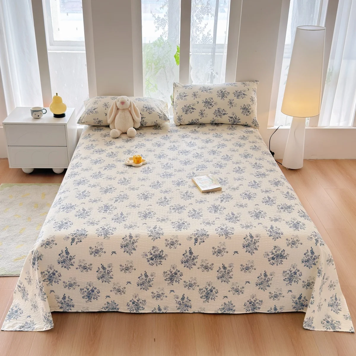 1 pieza de sábana de gasa de doble capa, ropa de cama agradable para la piel, sábanas planas de tamaño individual/Queen/King (sin funda de almohada)