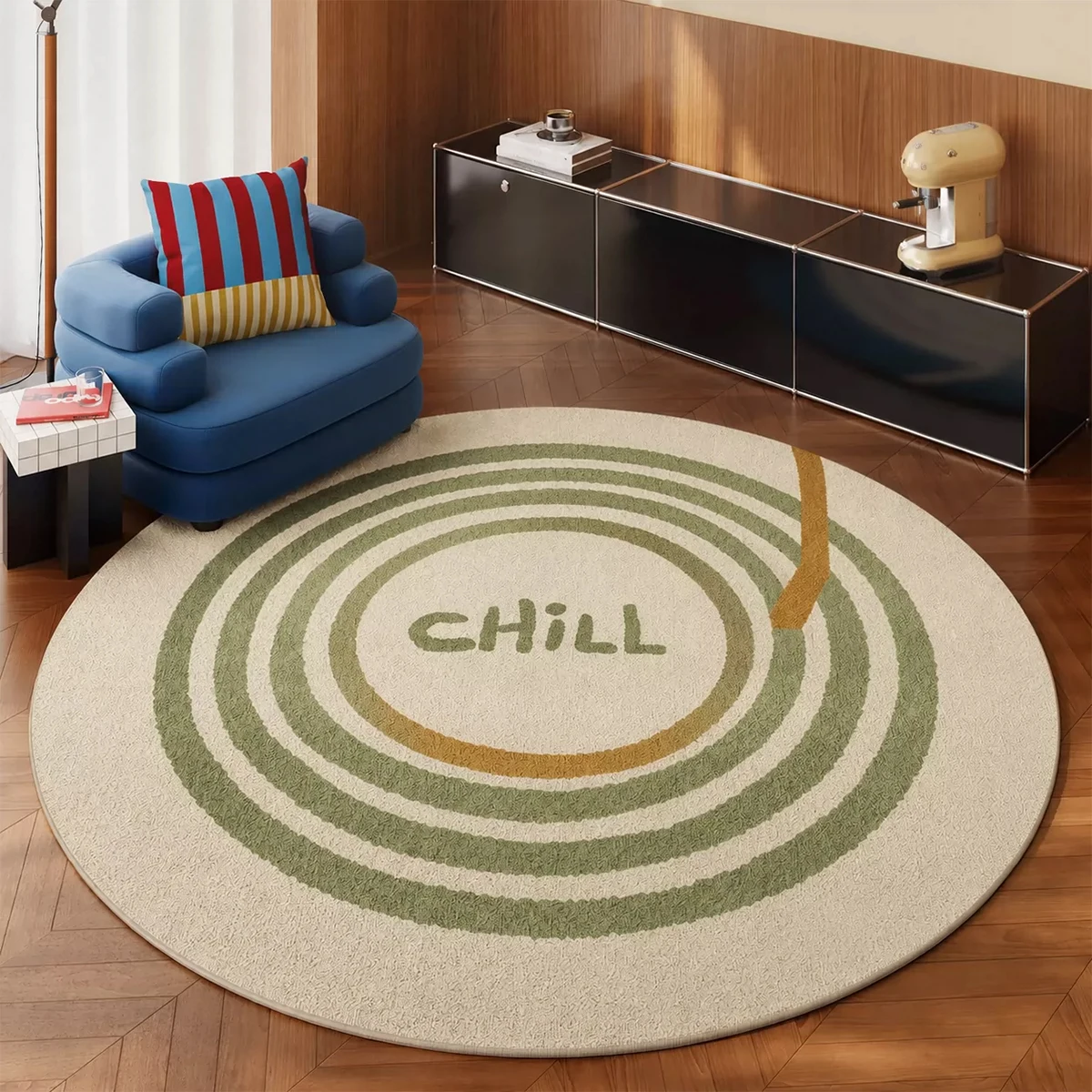 Round Rug for Living Room Carpet Vinyl Record Patterned Rugs Coffee Tables Floor Mat Washable Bedroom Mats Круглый Ковёр Tapete
