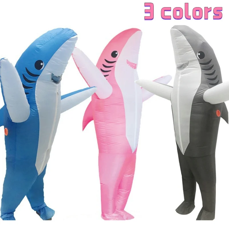 

2 Sizes, Cute Unique Standing Shark Design Inflatable Suit, Halloween Christmas Play Inflatable Costume Props 2 Sizes, Cute Uniq