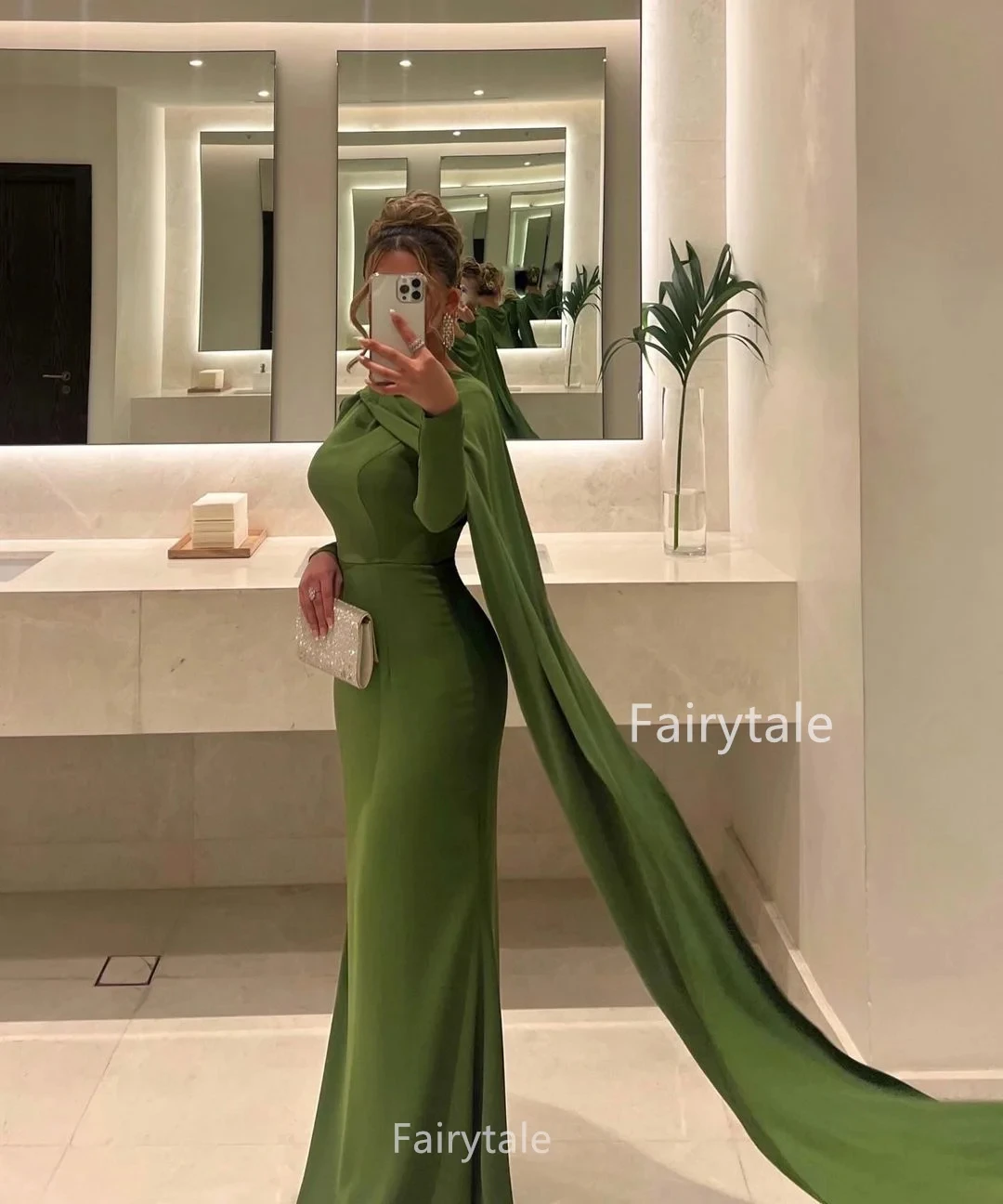 Green Evening Dresses Elegant Prom Dress Cap Straps Strapless Wedding Party Dress Saudi Arabia Formal Dresses 2024 Customized