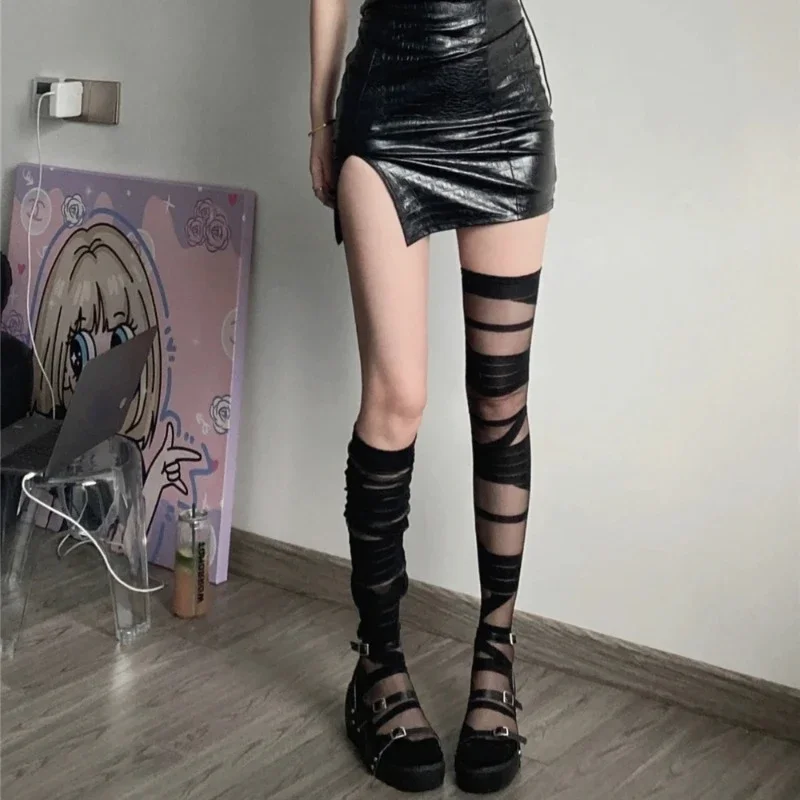 JK لوليتا النساء جوارب رقيقة جدا شفافة كريستال جوارب حريرية الفخذ العليا جوارب Y2k الفتيات الفخذ العليا الجوارب جوارب #6