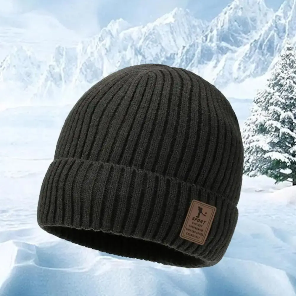 Winter Soft Knitted Hat Fleece-Lined Windproof Beanies Hat Thick Warm Ear Protection Cap Men