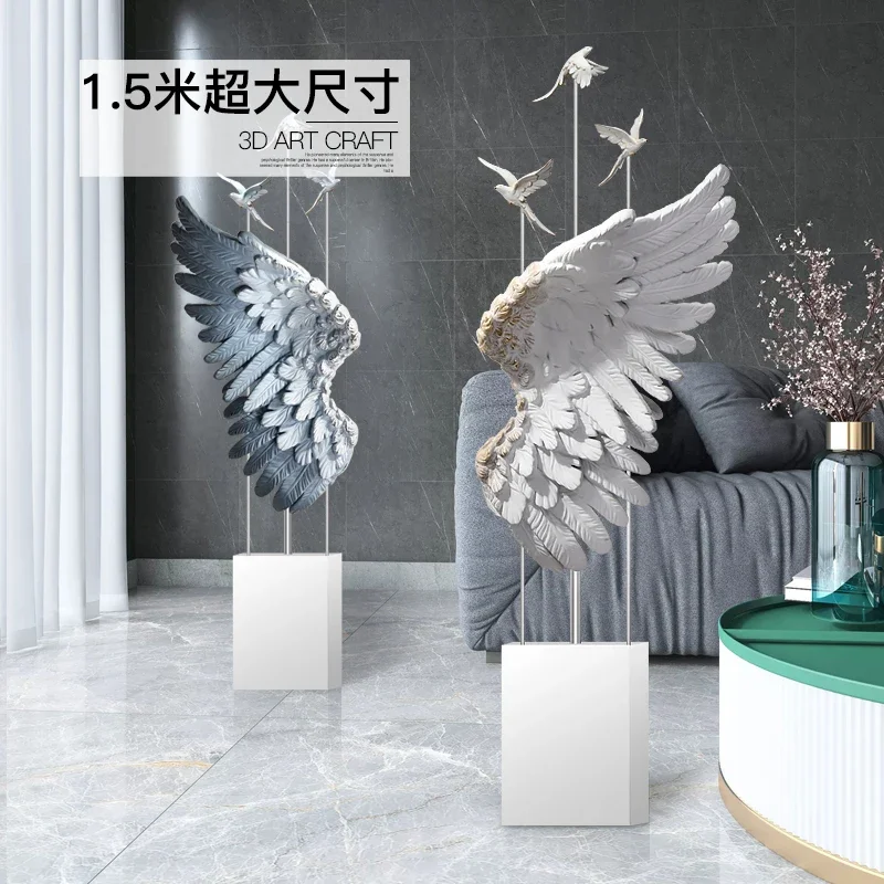 Home Decor 150CM Feather Statue Nordic Living Room Large Floor Decoration Housewarming Gift Office Resin Sculpture Art Ornaments
