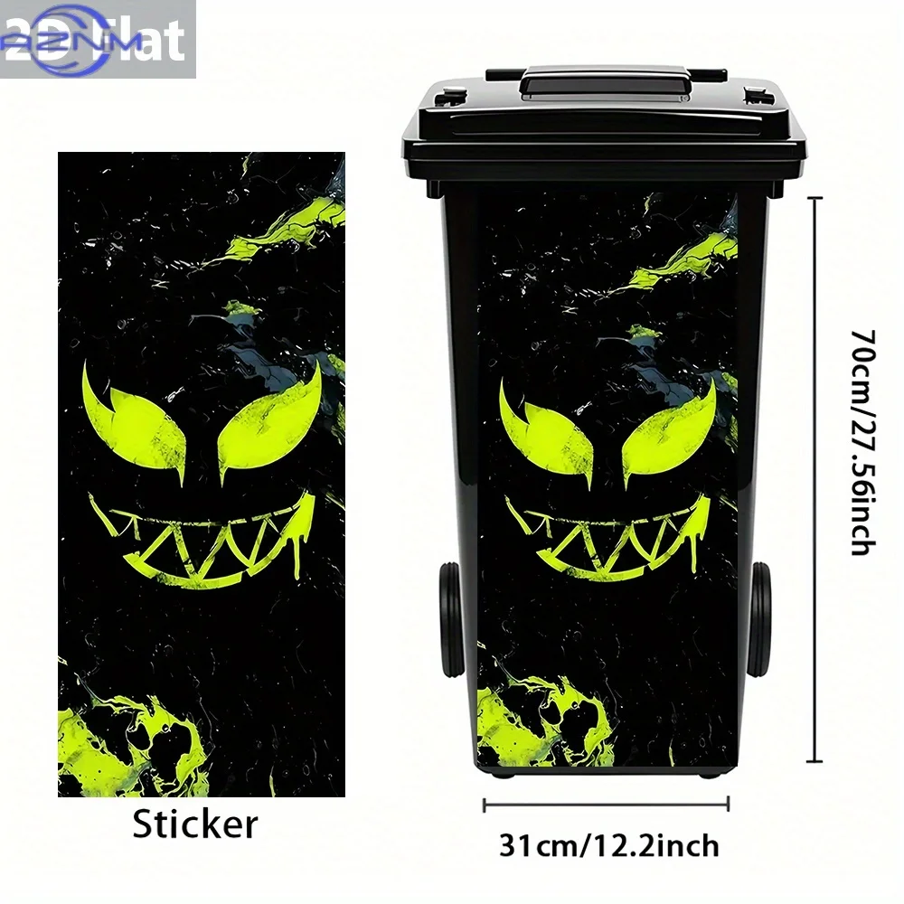 1pc 2D Flat Fluorescent Evil Eye Trash Can Sticker – Waterproof, Glow in the Dark, Menacing and Mysterious, Abstract-Themed, B
