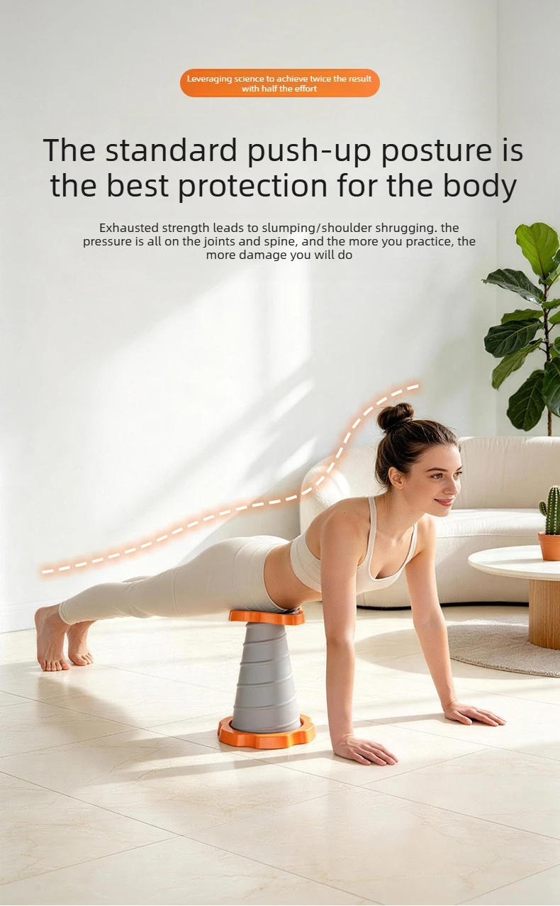 Ergonomic Core Training Assist Push Up Bar Automatic Rebound Spring Floor Stand Home Gym Pilates Upper Body Strength Equipment