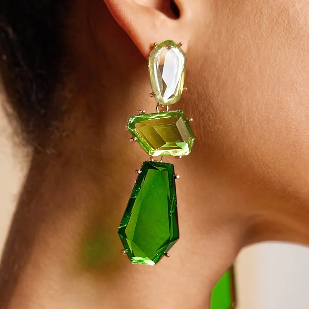 Fashion Multi-layered Glass Earrings For Women Anniversary Jewelry Accessories Modern Women Irregular Geometric Earrings Gift