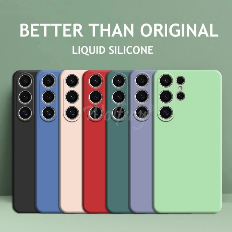 

For Samsung Galaxy S24 Ultra Case Liquid Silicone Plain Rubber Funda Protector Case S24 Plus Ultra Cover Samsung S24 Ultra Case