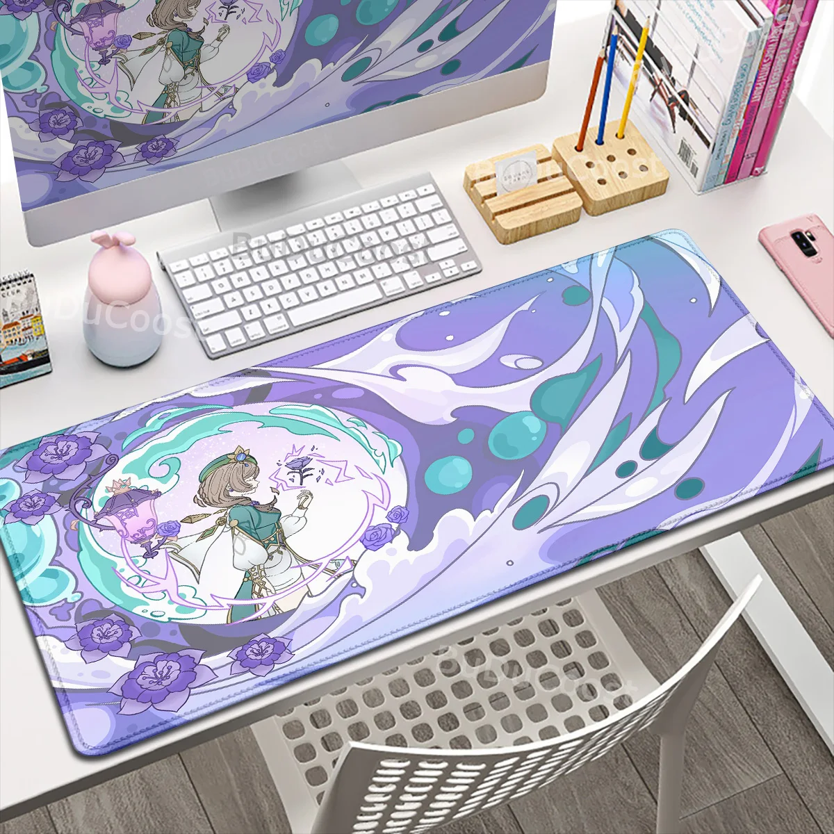 Large Gaming Mousepad Kawaii Genshin Impact Hu Tao Anime Deskmat Natural Rubber Keyboard Pad Pc Accessories Table Protector Rugs