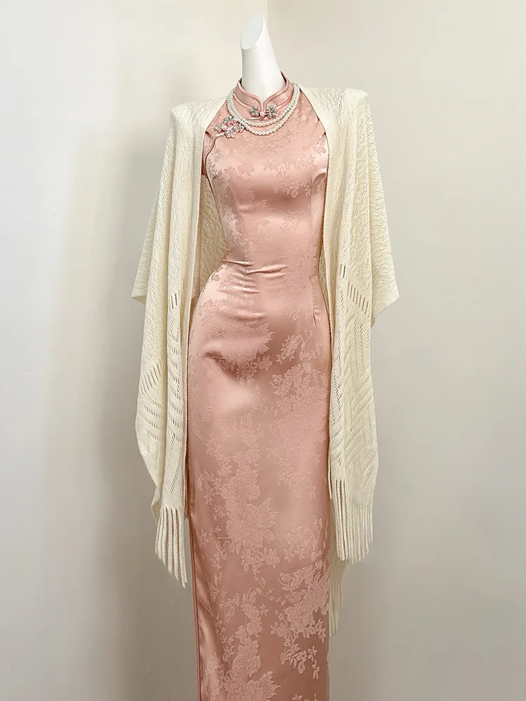 

Элегантное розовое атласное свадебное платье миди с цветочной вышивкой, дышащее, с низким разрезом, без рукавов, женская модная одежда