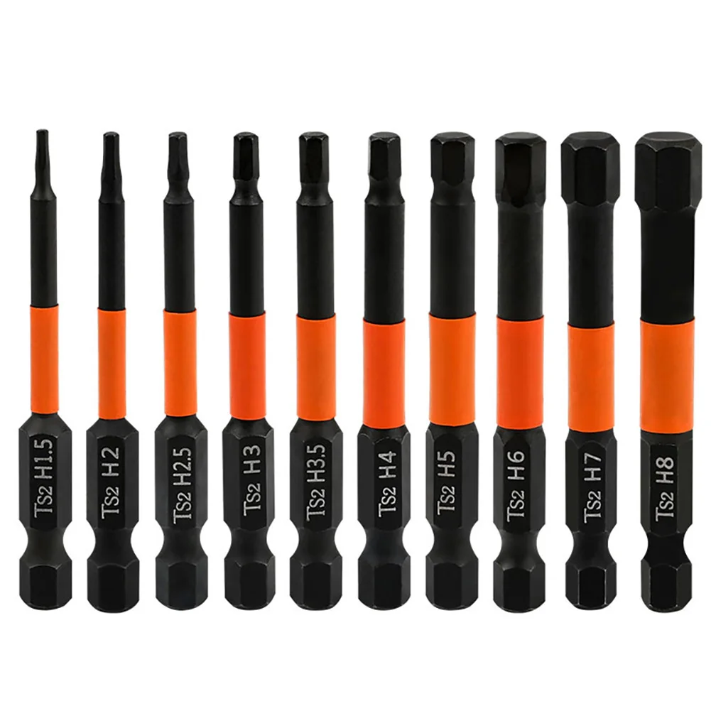 Screw Driver Accessories Package Comprising Ten Units each Designed as a Six Pointed Tool at an Extended Measurement