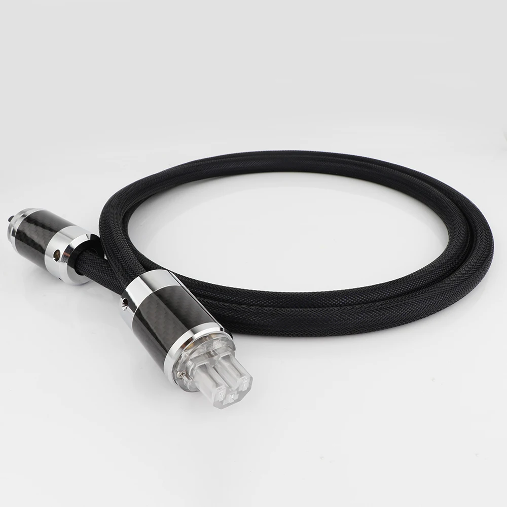 Hifi Audio Carbon Fiber Power Cable EU/USAU Power Cord Audiophile Supply Mains Cord For Amplifier CD DVD Player