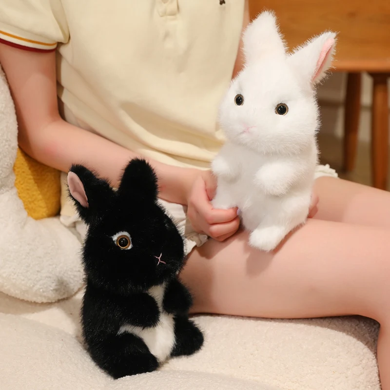 Cute Fluffy Rabbit Plush Toy Multicolor Simulated Bunny Stuffed Doll Soft Animal Plushie Kawaii Home Decor Novelty Birthday Gift