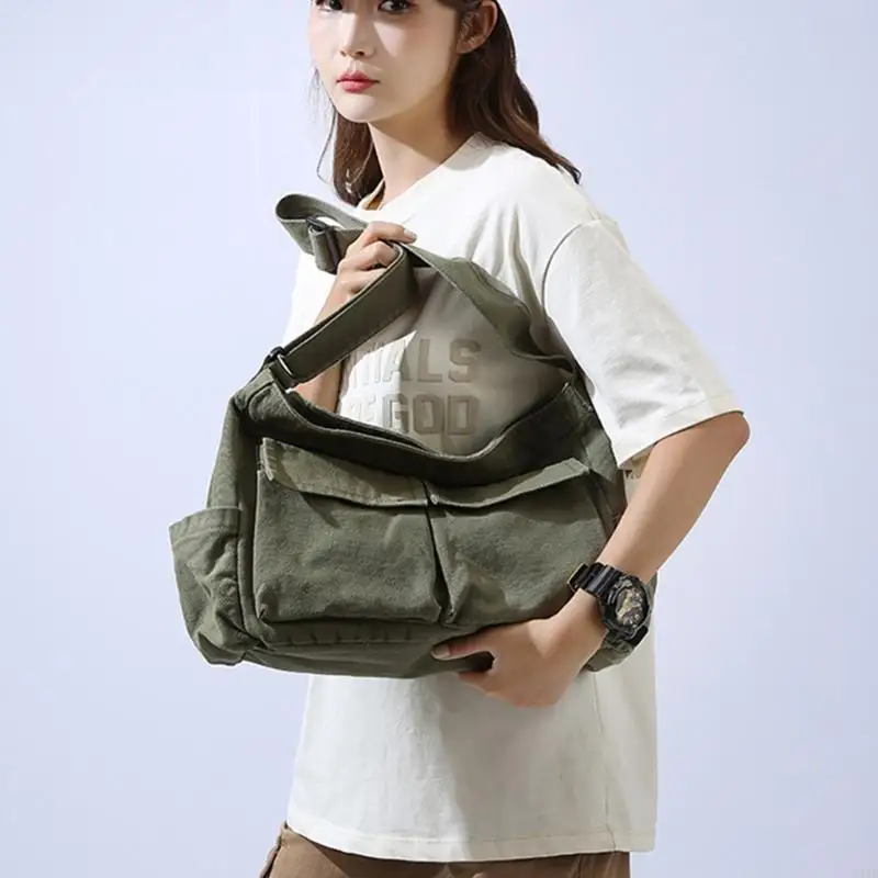 

340D Canvas Shoulder Bag for Women Men Student Bag Japanese-Style Large Shopping Bag Crossbody Bag