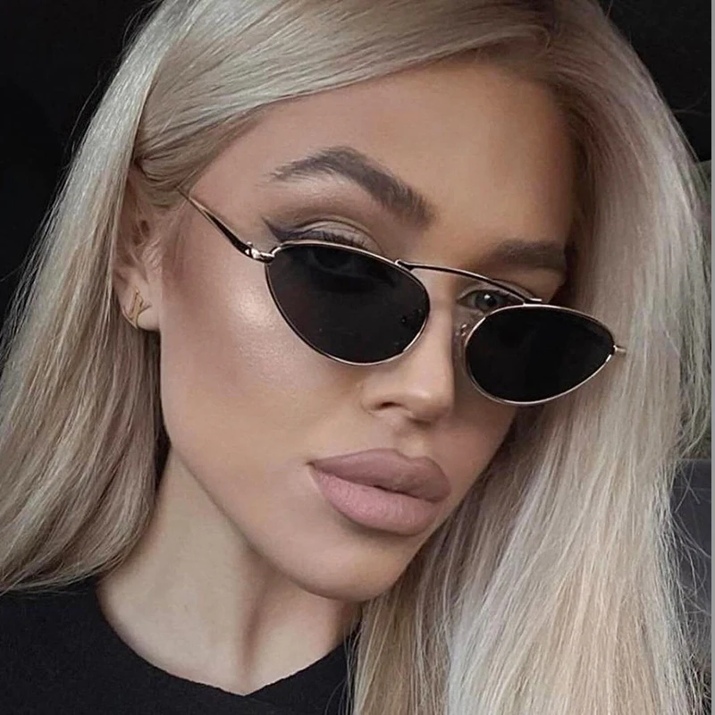 Schutzbrille Fsahion Kleine Cat Eye Sonnenbrille Frauen Männer Punk Metall Rahmen Sonnenbrille Dame Multi Farbe Brillen Unisex