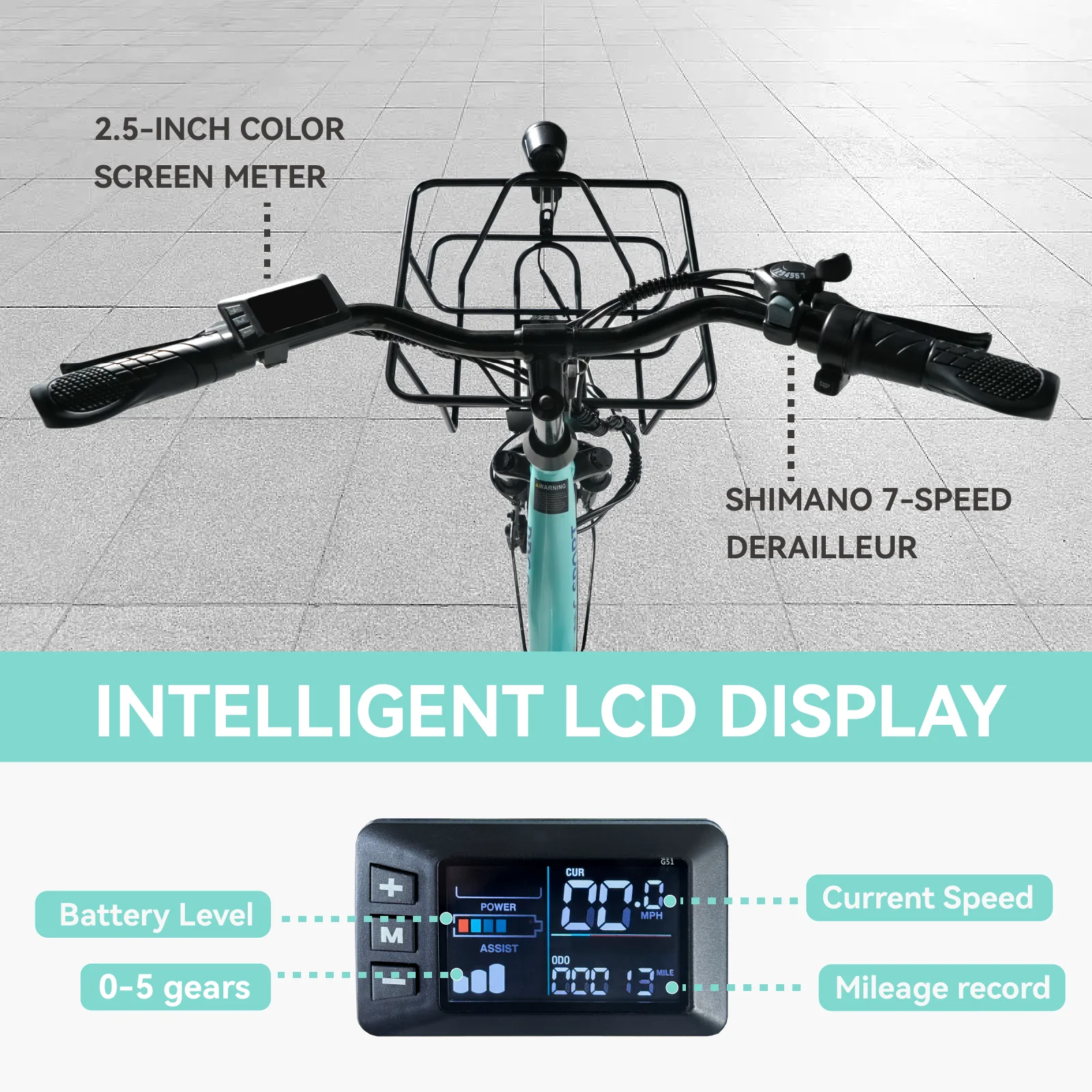 

24 Inch Cruiser Electric Bike, E-Bike for Adults with 36V 10.4AH Removable Battery, Step Through Ebike for Women Men