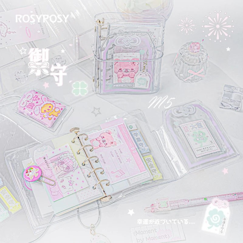 INS Esthetische Retro Good Luck Series M5 Notebook PVC Mini Bindmiddel met Losbladige Navulling Japanse Stijl Journal Studenten Dagboek