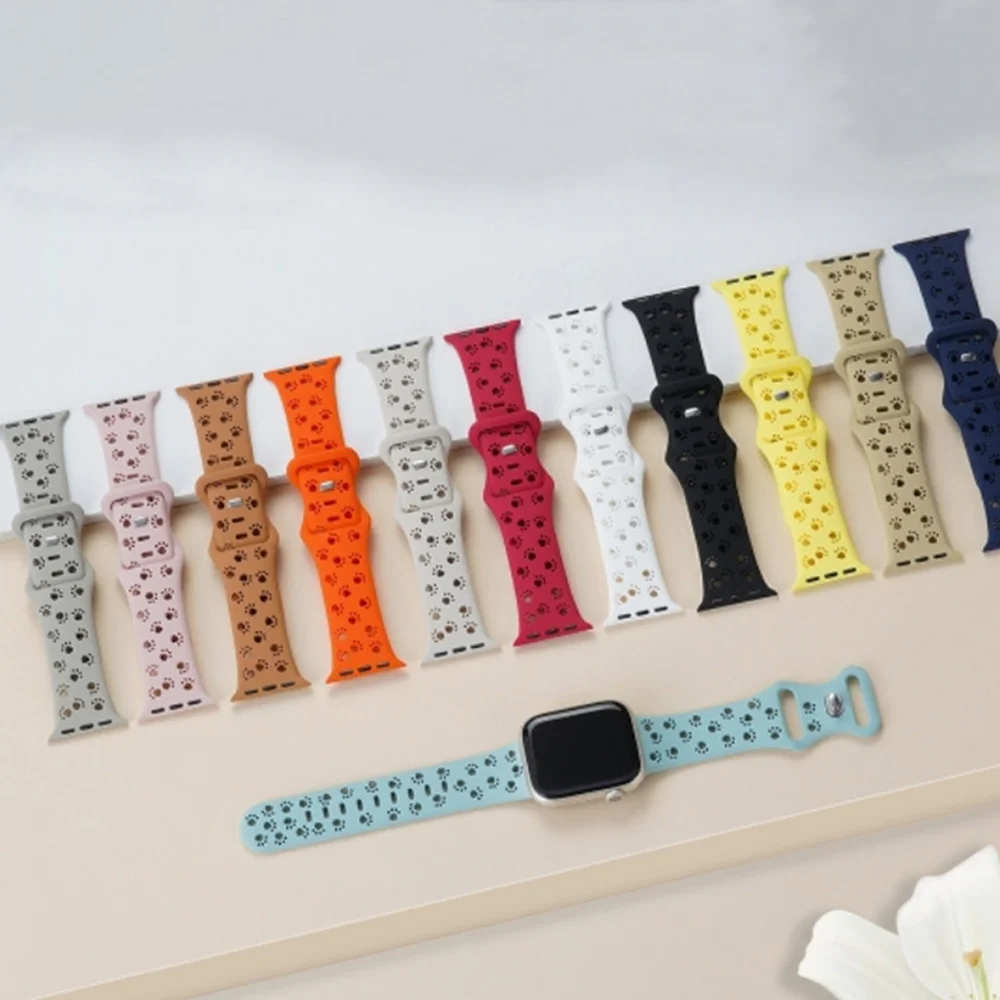 Pulseira de Silicone para Apple Watch Band, Pulseira Correa Oca, iWatch Series SE, 8, 7, 6, 5, 9 Ultra 2, 40mm, 44mm, 49mm, 41 milímetros, 45 milímetros, 38 milímetros