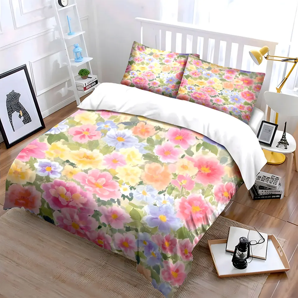 

Floral Three-Piece Set for Home Decor kid's and adults' bedroom decor, Exquisite three-piece bedding set gift