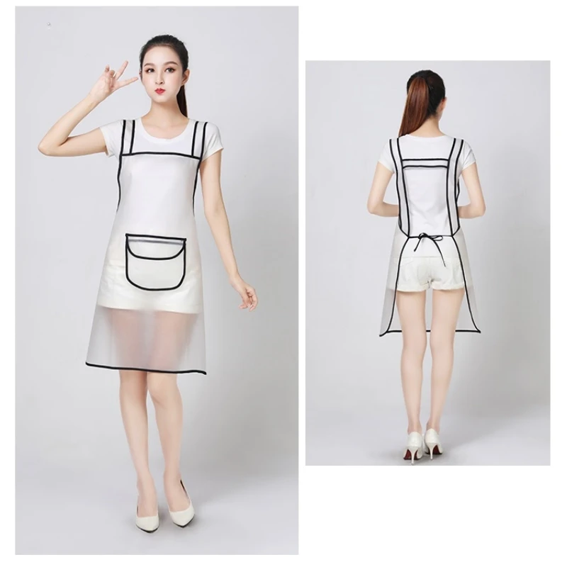 Transparent TPU Waterproof Apron Salon Professional Hair Apron With Pocket Pet Shop Work Apron Hairdressing Pinafore Apron