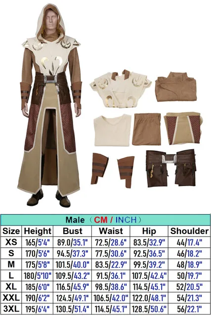 Guarda do Templo Jedi Fantasia de Cosplay para Homem, The Clone Cos Wars, Fantasia, Veste Marrom Masculino, Uniforme de Manto, Trajes de RPG