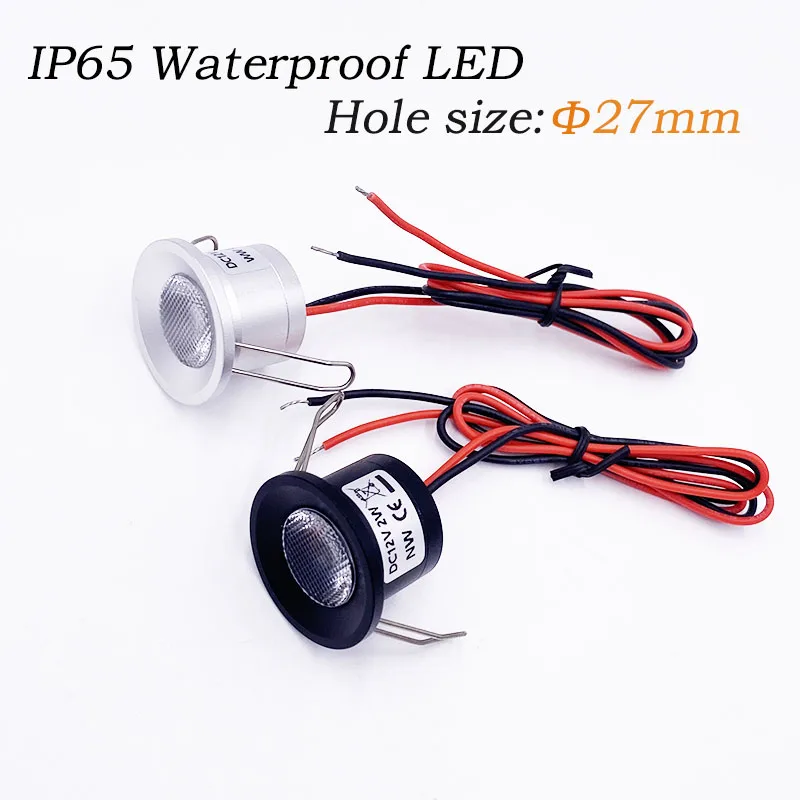 Mini Waterproof IP65 12V Outdoor Built-in Ceiling LED Spotlight Dimmable Home Bathroom Cabinet Sauna Light 1W 2W Hole Size 27MM