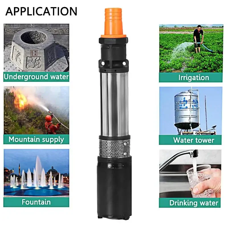 180W 12V 24V 48V High Lift 23m Deep Well Pump Submersible Pump Efficient Garden Home Agricultural Irrigation Solar Water Pump