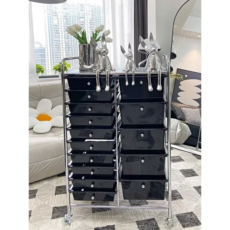 Mobile Drawer Storage Cabinet Living Room Multi-layer Plastic Cabinet Snacks Sundries Cosmetics Locker Shelf Cart