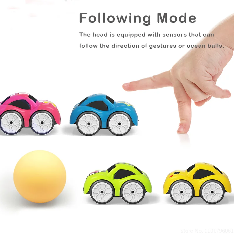 RC Intelligent Sensor Remote Control Cartoon Mini Car Remote Control Electric Car Smart Music Lighting for Boy Children Toy Gift