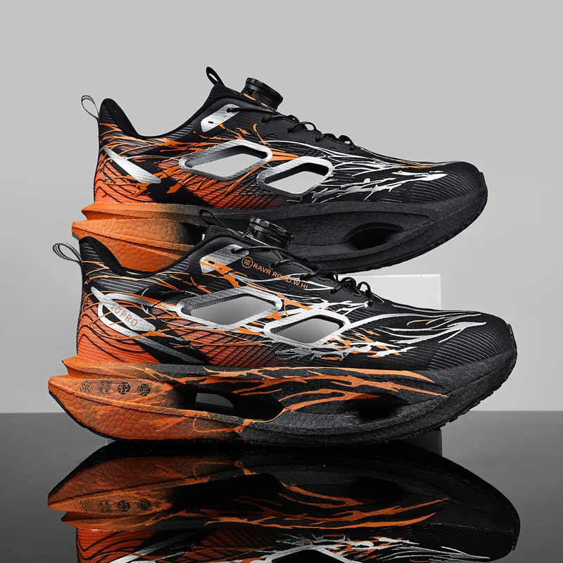 Dämpfende Laufschuhe für Männer und Frauen, leichte, dicke Sohlen, flexibel und belastbar, sportliches Design, passen sich der Fußform an, geeignet für den täglichen Freizeitgebrauch, Fitnesstraining, Straßen- und Bahnlauf, Outdoor-Sport, Langlauf, Wandern, Bergsteigen usw. Paar-Stil. – Detail 5