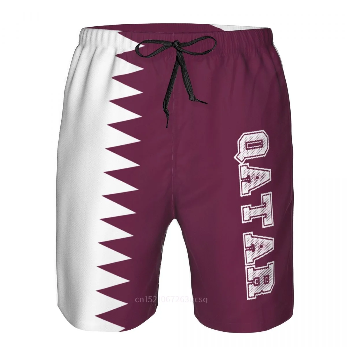 Pantaloncini da surf da uomo stampati in 3D con bandiera del paese del Qatar in poliestere estivo 2025 Pantaloni estivi da corsa con tasca da spiaggia