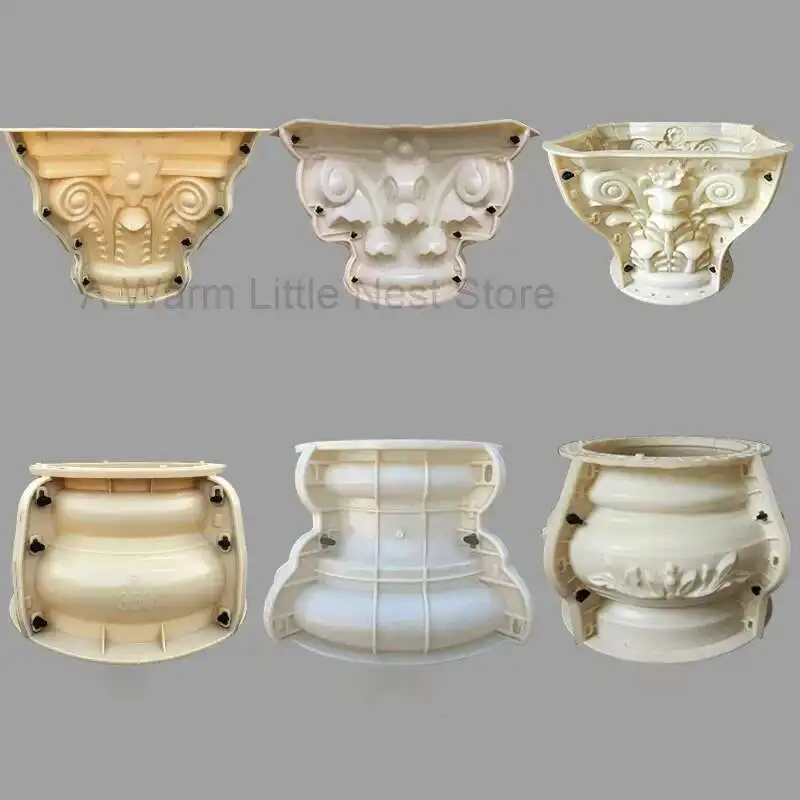 

European Roman Column Head and Foot cement Mold Villa Outdoor Garden Gate Fance Thickened Concrete Column Cap and Foot Mold Z
