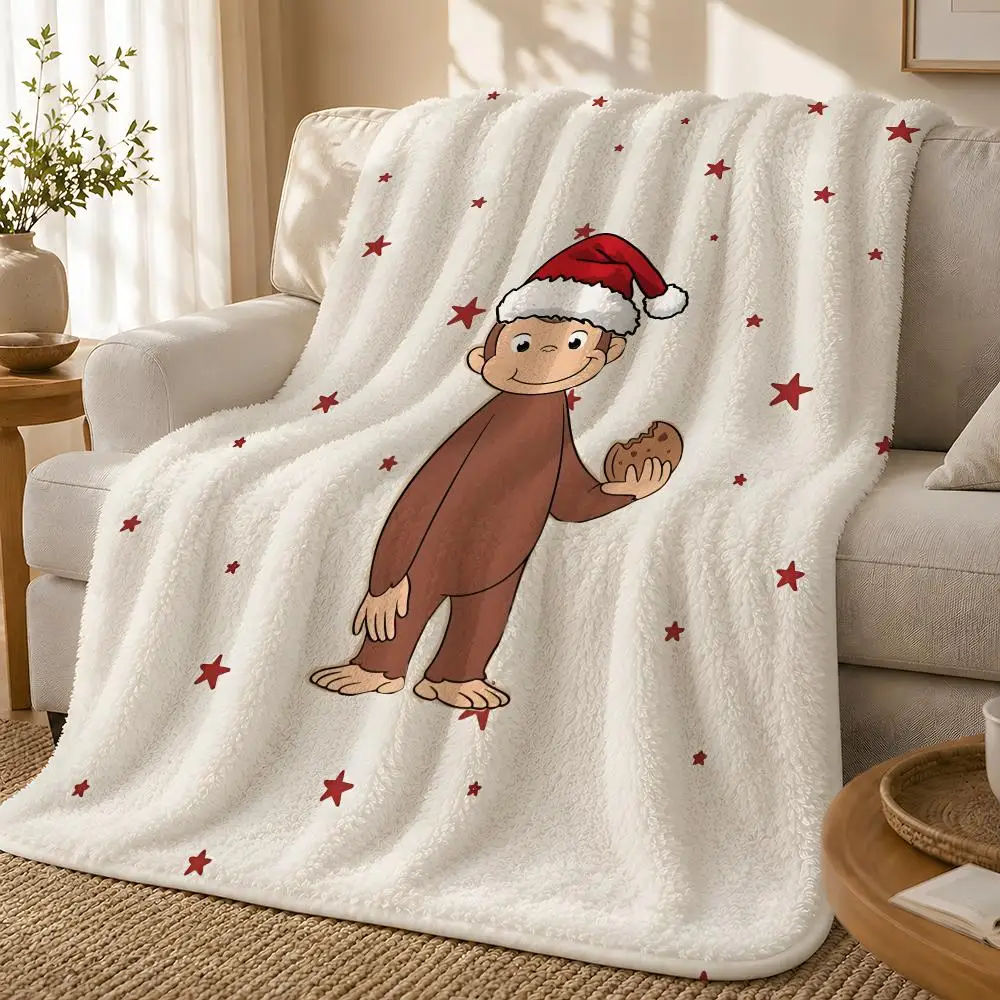 MONKEY CARTOON C-Curious GeorgeS Throw 1pc Flannel Blanket Soft Lightweight Warm Cozy For Bedroom Sofa Bed