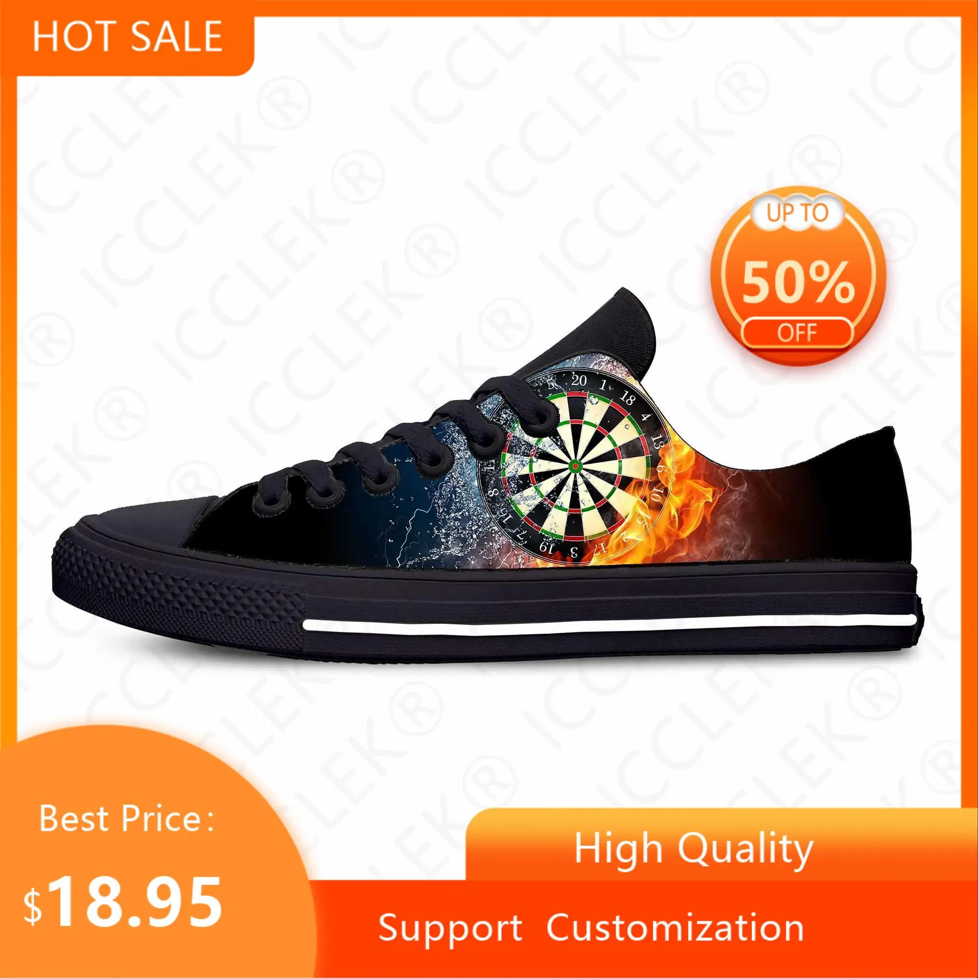 Game Sport Darts Dartboard Dart board Target Funny Casual Cloth Shoes Low Top Comfortable Breathable 3D Print Men Women Sneakers