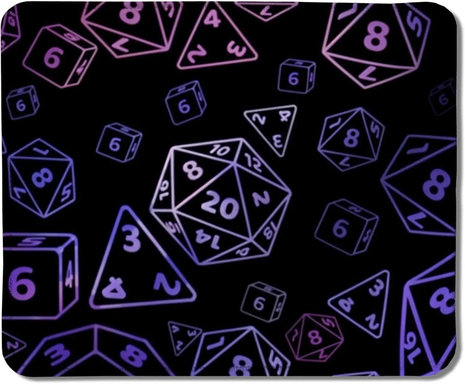 Mouse pad custom Rectangular mouse Neon Dice Gaming Black Purple D20 RPG Wireless Computer Laptop Desk Accessories