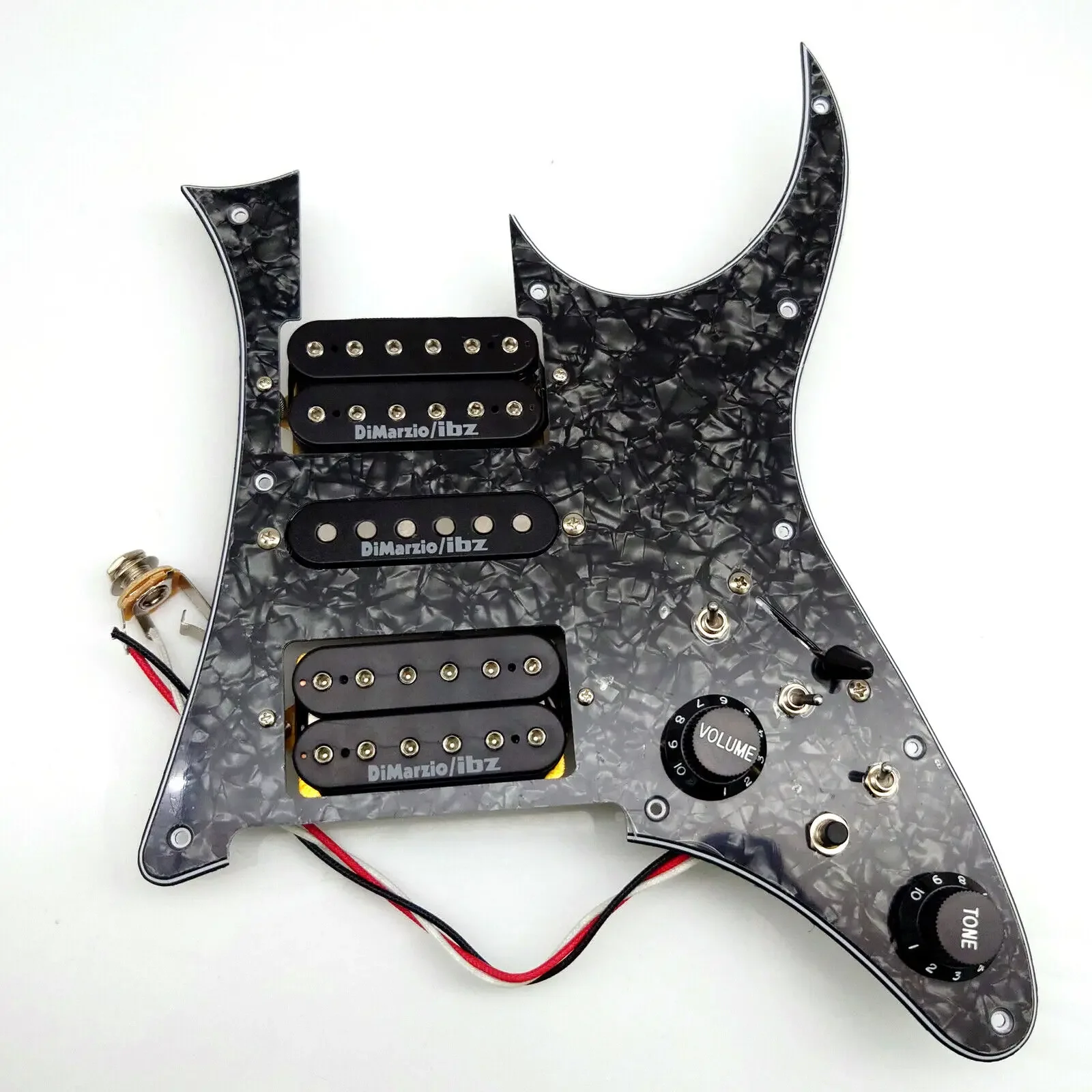 

Prewired Guitar Pickguard Set, HSH Humbucker Pickups Pickguard Set Black Pearl for Electric Guitar Replacement Parts