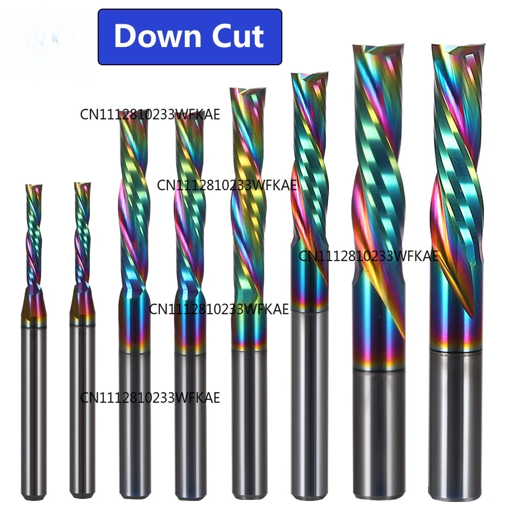 10PCS Left Spiral Carbide EndMill Router Bit 3.175/4/5/6mm Two Flutes Down Cut Milling Cutter Acrylic PVC  Wood